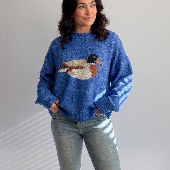 Women’s Blue Mallard Duck Knit Sweater - Picture 6 of 11